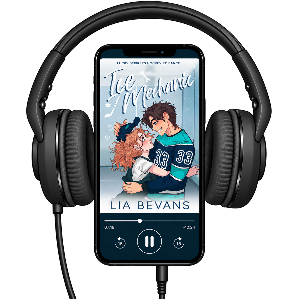 audiobook mockup of ice princess book cover hockey romance story by Lia Bevans 
