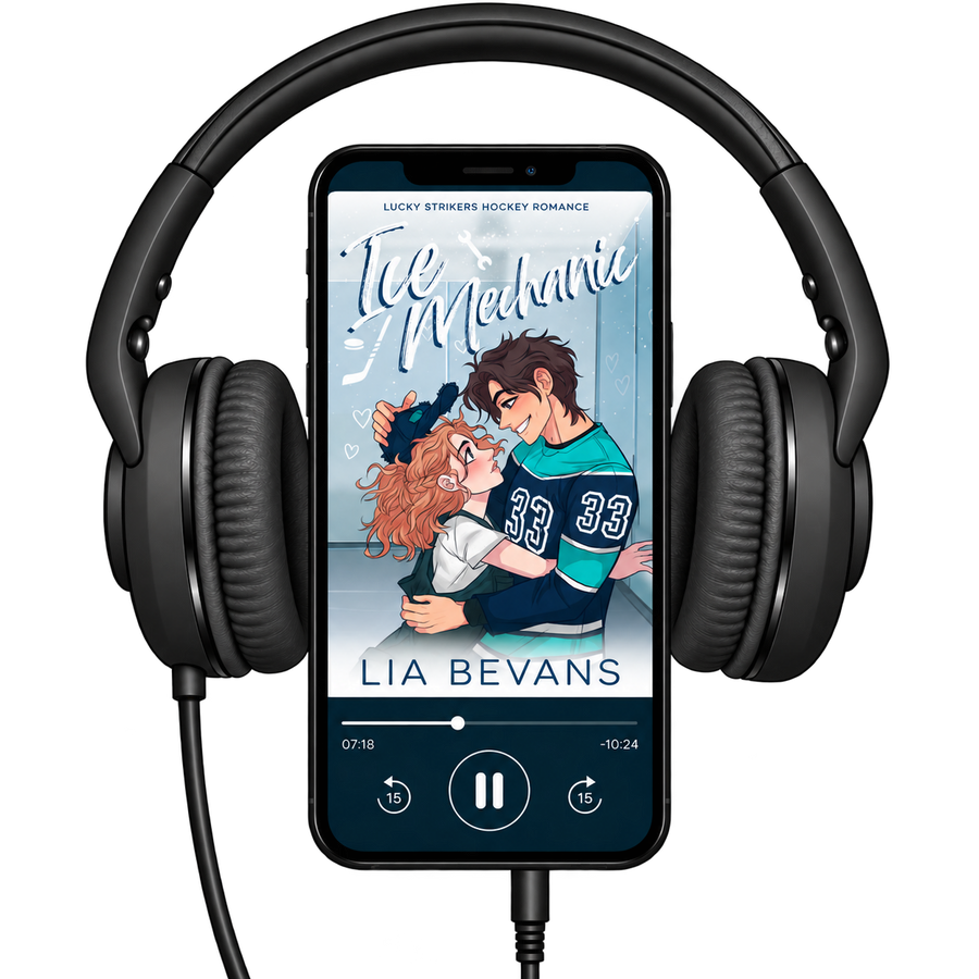 audiobook mockup of ice princess book cover hockey romance story by Lia Bevans 